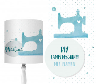 DIY Lampenschirm - Nähmaschine - Watercolor - Set - personalisierbar - zum Selbermachen