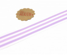 1 Meter Ripsband - Köperband - Streifen - 35mm - Lavendel/Weiß