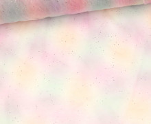 Feiner Tüllstoff - Weich - Glitzer - Verlauf - Regenbogen - Punkte Pastell - Fuchsia/Violett/Orange/Grün