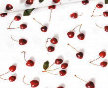 Canvas - feste Baumwolle - Cherries - Weiß