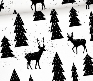Webware - Feste Baumwolle - Half Panama - Deer Friends - Weihnachten - Weiß - abby and me