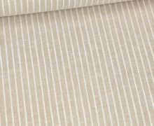 Leinen - Baumwolle - Mischgewebe - Dünne Weiße Streifen - 176g - Melange - Beige