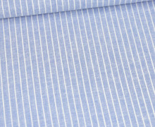 Leinen - Baumwolle - Mischgewebe - Dünne Weiße Streifen - 176g - Melange - Hellblau