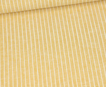 Leinen - Baumwolle - Mischgewebe - Dünne Weiße Streifen - 176g - Melange - Maisgelb