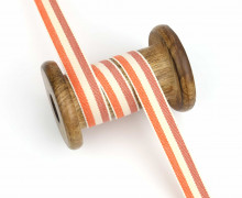 1 Meter Baumwollband - Zierband - 15mm - 3 Streifen - Orange/Ecru/Altorange