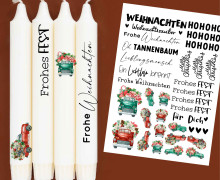 DIN A4 - Tattoofolie - Festliche Pick-ups - für Kerzen / Keramik - Weihnachten