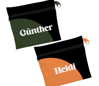 DIY-Nähset - Wetbag - Softshell  - Schwarz Grüngrau  - Schwarz Orange