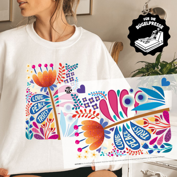 Onkel Bo's Bügelbilder - DIN A4 - Love Peace Trust - Hamburger Liebe