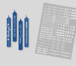 DIN A4 - Tattoofolie - Adventszeit - Weiß - für Baumkerzen - Weihnachten