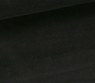 Cord - Breitcord - Leicht Elastisch - 320g - Washed-Look - Uni - Schwarz