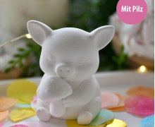 Silikon - Gießform - Kleines Glücksschweinchen - Glücksbringer - mit Pilz - vielfältig nutzbar