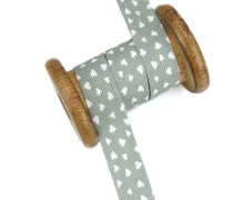 1 Meter Schrägband - Baumwolle - 20mm - Herzchen - Lichtgrün
