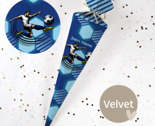 DIY-Nähset Schultüte - Fußballspieler - Blau - Velvet - zum selber Nähen