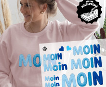 Onkel Bo's Bügelbilder - DIN A4 - Moin - Stickoptik - BIG