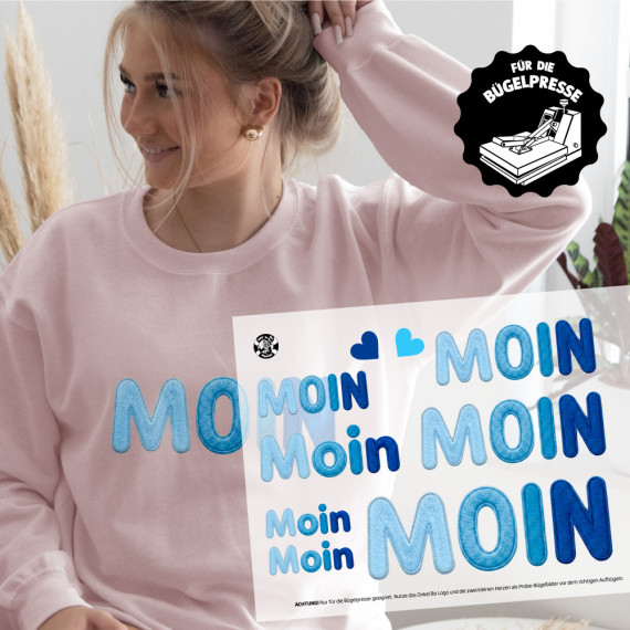 Onkel Bo's Bügelbilder - DIN A4 - Moin - Stickoptik - BIG
