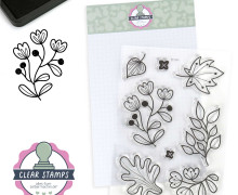 1 Bogen Clear Stamps - Kreative Stempel - Blumen - 8 Motive - Hamburger Liebe