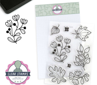 1 Bogen Clear Stamps - Kreative Stempel - Blumen - 8 Motive - Hamburger Liebe