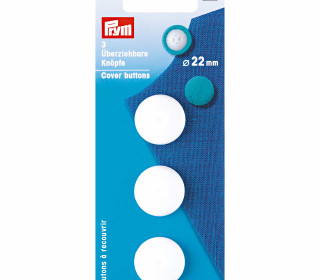 3 Überziehbare Knöpfe - Kunststoff - 22mm - Prym - Weiß