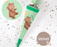 DIY-Nähset Schultüte - Honigbärchen - Mintgrün - Velvet - zum selber Nähen