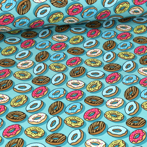 Bio-Sommersweat - French Terry - OMG Donuts - Classics - Türkis - Hamburger Liebe