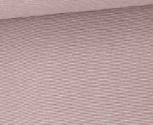 Glattes Bündchen - Kleine Streiflinge - 1mm Streifen - Schlauchware - Warmweiß/Altlila