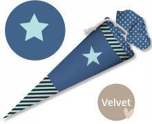 DIY-Nähset Schultüte - GESCHWISTERTÜTE - Blau - Streifen - Stern  - Velvet - abby and amy