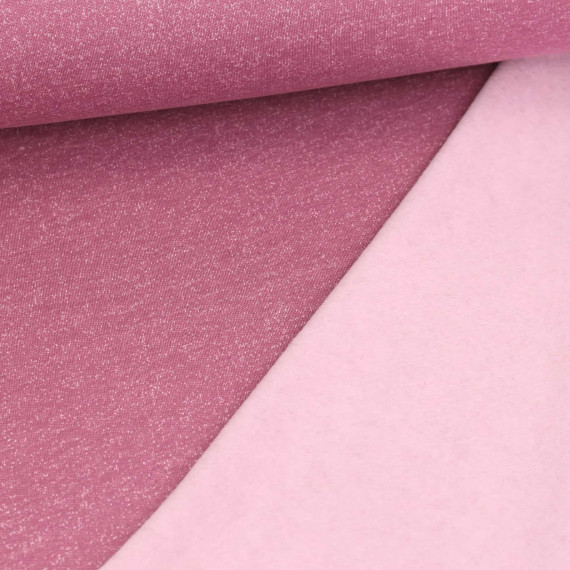 Kuschelsweat - Meliert - Uni - Altrosa/Altrosa Pastell