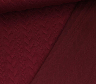 Weicher Jacquard-Sweat - Zopfmuster - Strickoptik - Uni - Bordeaux