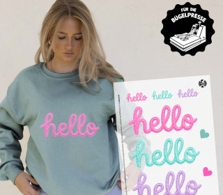 Onkel Bo's Bügelbilder - DIN A4 - hello - Stickoptik - BIG