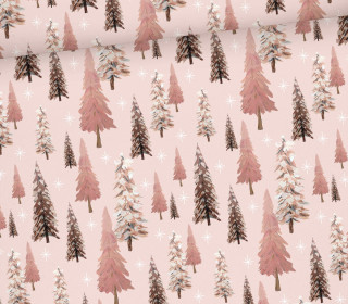 Webware - Feste Baumwolle - Half Panama - Pink Christmas Trees - Rosa - abby and me