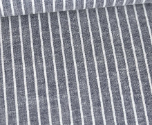 Leinen - Baumwolle - Mischgewebe - Dünne Weiße Streifen - 176g - Melange - Dunkelblau