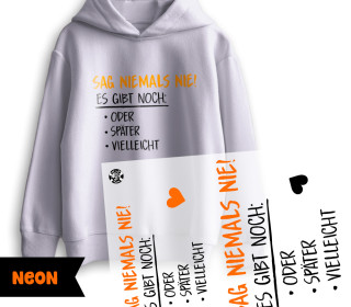 Onkel Bo's Neon Bügelbilder - DIN A4 - Sag niemals Nie