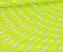 Bio Baumwolle - Webware - Popelin - Weiße Pünktchen - Bedruckt - Gelbgrün