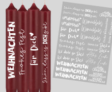 DIN A4 - Tattoofolie - Sprüche zum Verschenken - Weihnachten - Weiß - für Kerzen / Keramik - Weihnachten