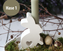 Silikon - Gießform - Kerzenhalter Hasi - Herz-Durchlass - Hase 1 - vielfältig nutzbar