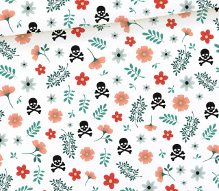 Sommersweat - Easy Halloween - Skulls and Flowers - Weiß - Halloween - Bio Qualität - abby and me