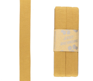 3 Meter Schrägband - Viskose Jersey - Ockerbraun - Dehnbar - 2,0cm x 3m - Zugeschnitten