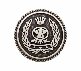 1 Metallknopf - 15mm - Öse - Wappen - Schwarz/Silber