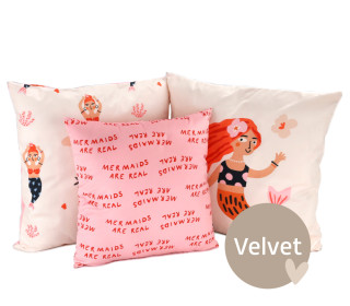 Kissenstoff - DIY - Kissen-Set - Mermaids Are Real - Friendly Mermaids - Velvet - abby and amy