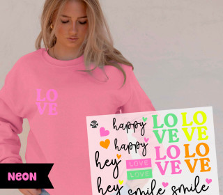Onkel Bo's Neon Bügelbilder - DIN A4 - Love/Happy/Smile