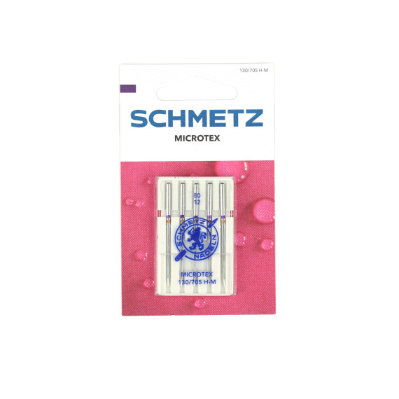 5 Nähmaschinennadeln - Microtex - 130/705 - H-M - 80/12 - Schmetz - Silber
