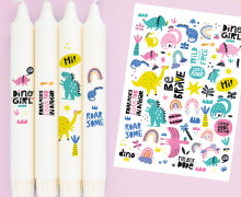DIN A4 - Tattoofolie - Dinos - Rosa - für Kerzen / Keramik
