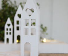 Silikon - Gießform - Stecker Herzliche Häuser für Steckleisten - 4 Fenster & Haustür & Tür - Lichtdeko - Schmal - Haus 3 - groß - vielfältig nutzbar