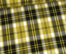 Viskose Mischgewebe - Tartan Check - Kariert - Mittel - Weiß/Ockergelb/Schwarz