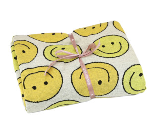 1,55m Zuschnitt - Bio-Jacquard - 4 Farb Spezial Jacquard Jersey - Smile - Choose Your Vibe - Warmweiß - Hamburger Liebe