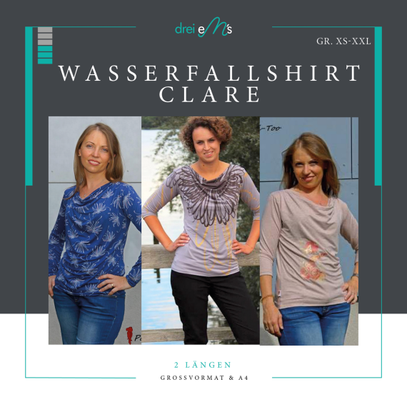 Wasserfall Shirt CLARE Gr. XS-XXL