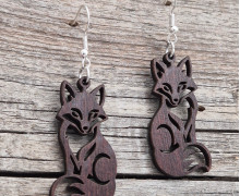 1 Paar Ohrringe Holz - Fuchs - mit Aussparungen - leicht - Ebenholz - Namensklang