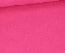 Musselin - Muslin - Double Gauze - Bestickt - Blumenarrangements - Pink