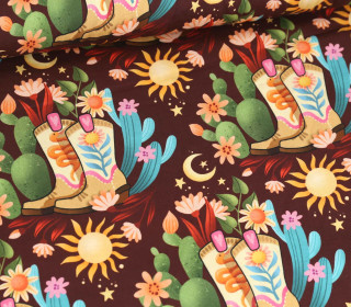 Bio-Baumwoll Satin - Webware - Cowgirls - Western Fairy Tales - Rotbraun - Hamburger Liebe