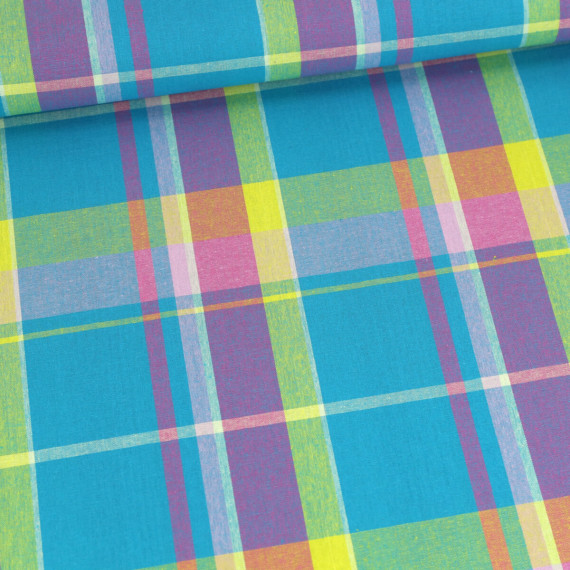 Baumwolle - Webware - Karo - Madras - Türkis